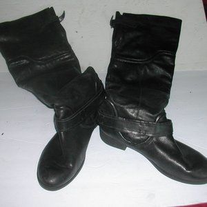 Women's Sz 8 LUXURY LEATHER Knee-Length LEATHER MOTORCYCLE Style BOOT 1"Heel